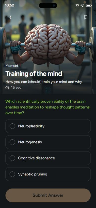 Participant App showing a reflective Moment question