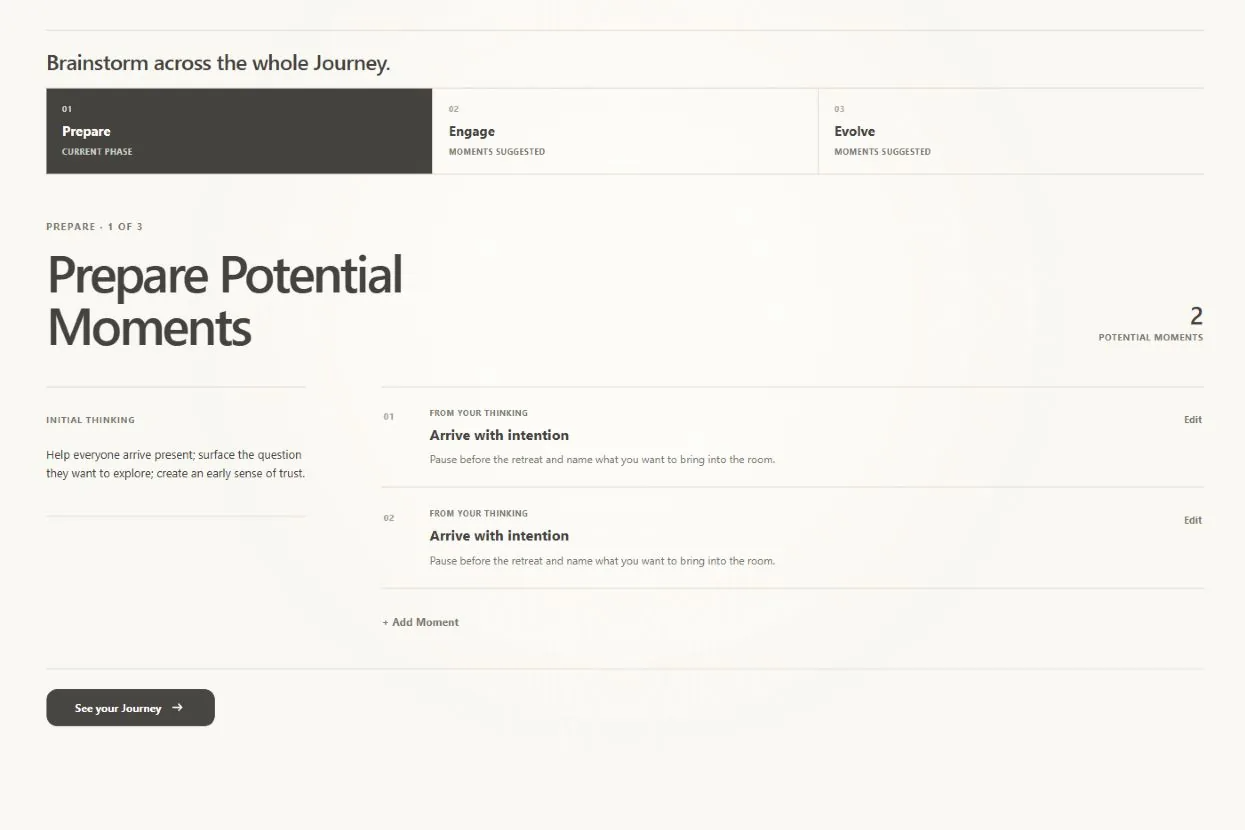 Mbaq Studio showing editable Potential Moments