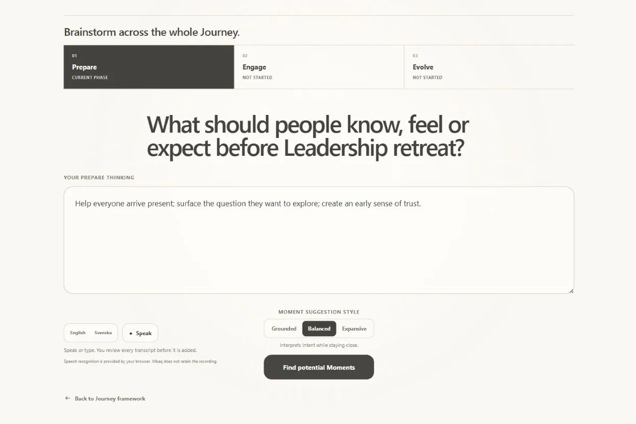 Mbaq Studio with rough Prepare thinking for a leadership retreat